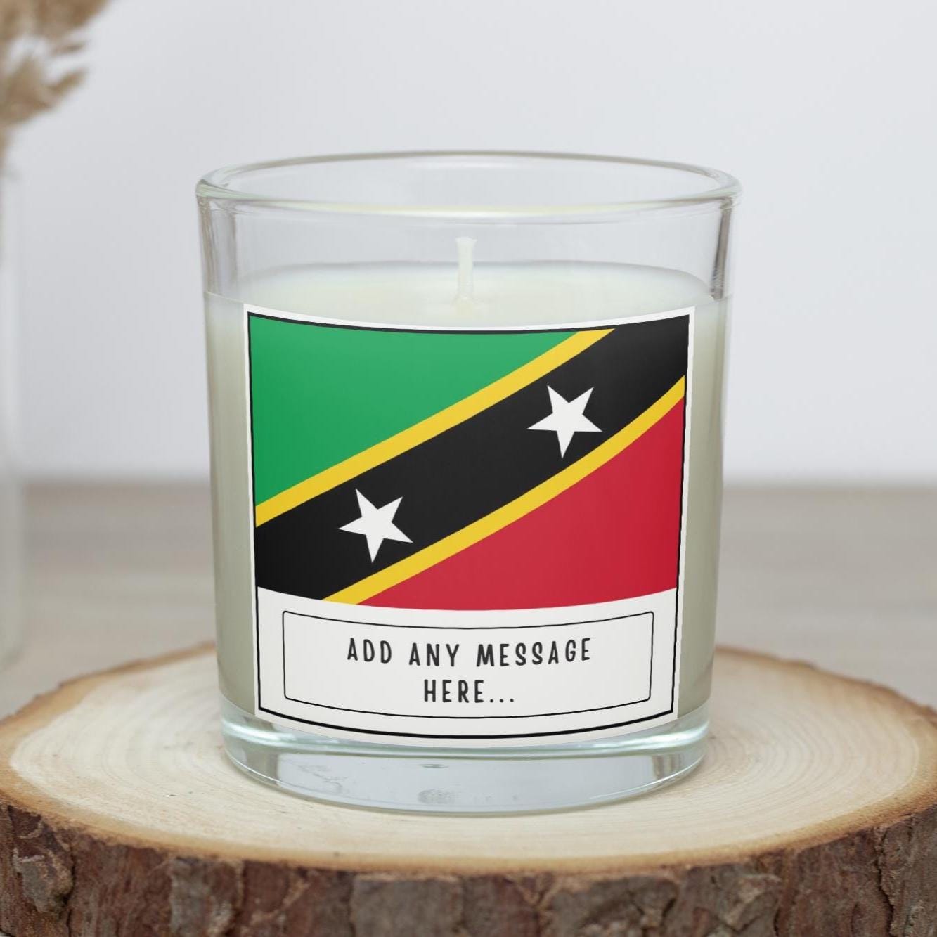 Saint Kitts and Nevis Personalised Candle | Flag of Saint Kitts | Saint Kitts and Nevis Flag | Custom Saint Kitts Gift | Saint Kitts Home Etsy