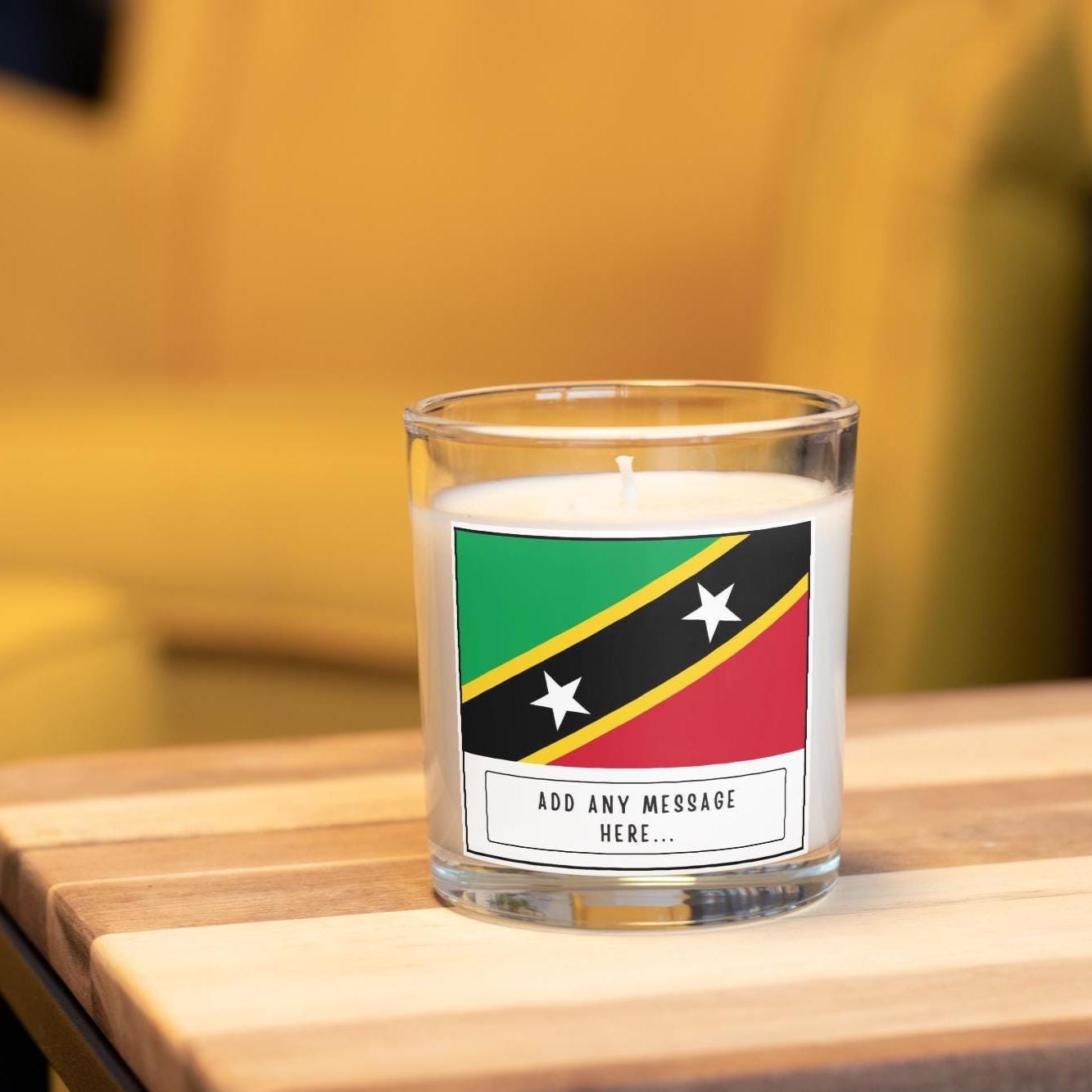 Saint Kitts and Nevis Personalised Candle | Flag of Saint Kitts | Saint Kitts and Nevis Flag | Custom Saint Kitts Gift | Saint Kitts Home Etsy