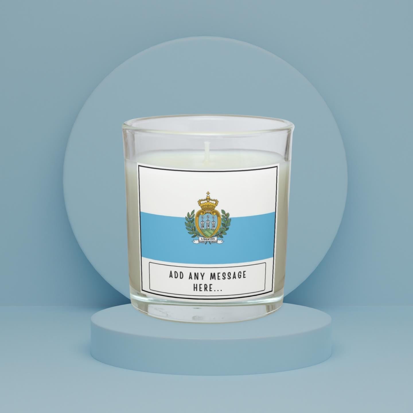 San Marino Personalised Candle | San Marino Flag | Flag of San Marino Gift | Custom San Marino Message | San Marino Home Decor | Sammarinese Etsy