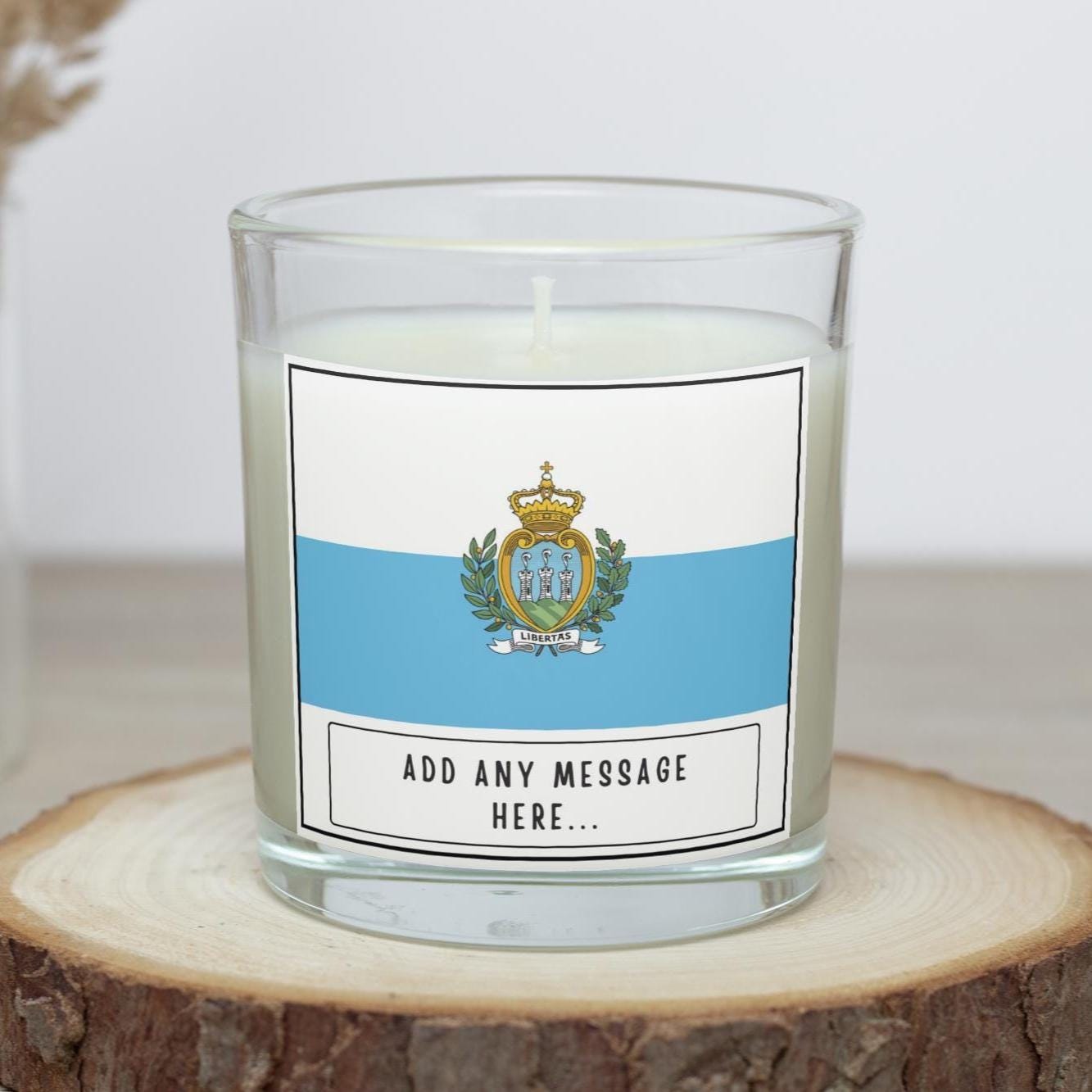 San Marino Personalised Candle | San Marino Flag | Flag of San Marino Gift | Custom San Marino Message | San Marino Home Decor | Sammarinese Etsy