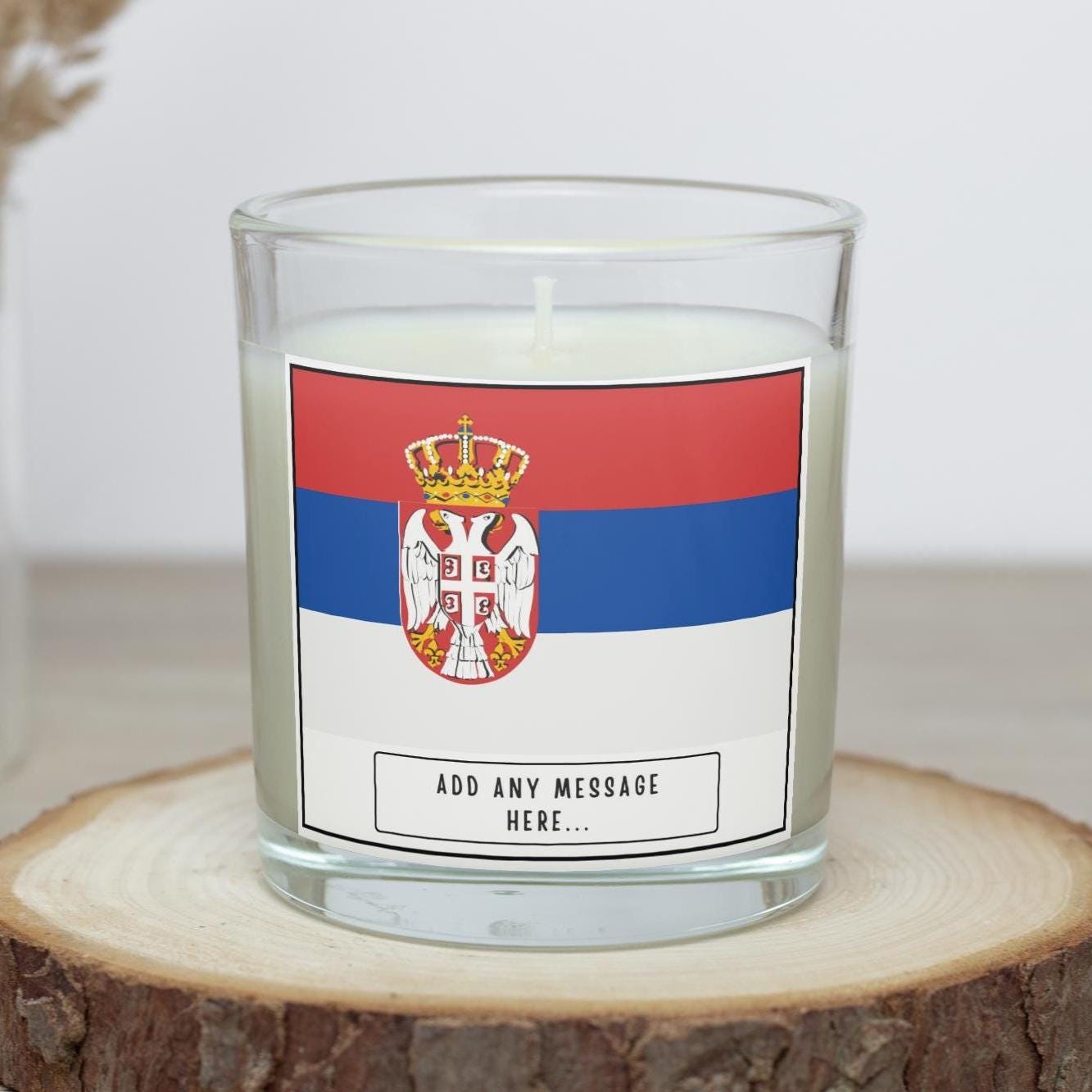 Serbia Personalised Candle | Flag of Serbia | Serbian Flag Candle | Gift for Serbian | Custom Serbian Message | Serbia Home Decor | Serbian Etsy