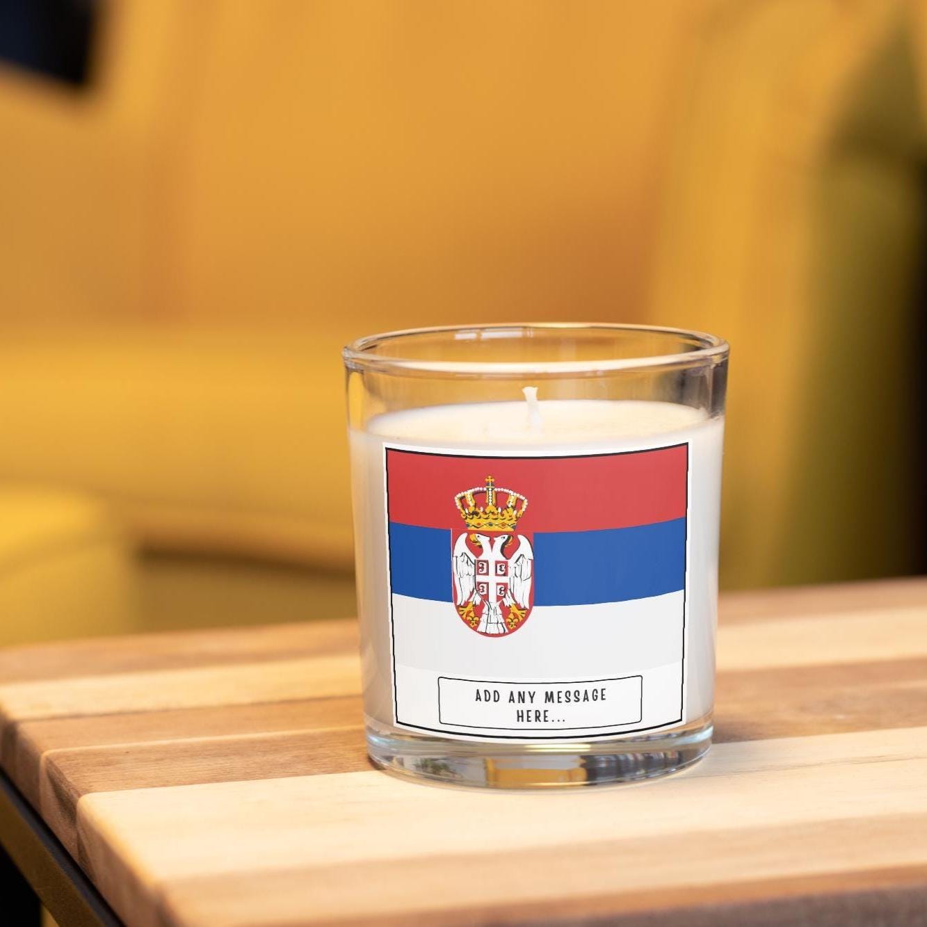 Serbia Personalised Candle | Flag of Serbia | Serbian Flag Candle | Gift for Serbian | Custom Serbian Message | Serbia Home Decor | Serbian Etsy
