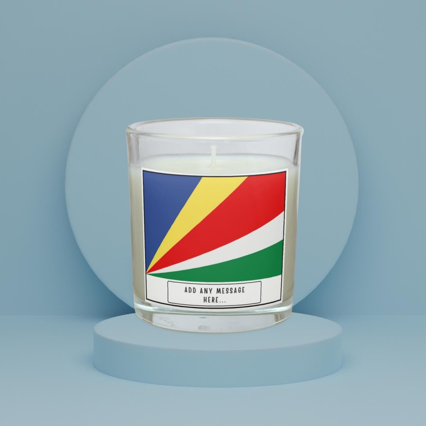 Seychelles Personalised Candle | Flag of Seychelles | Seychellois Flag Gift | Custom Seychelles Message | Seychelles Home Decor Candle Gift Etsy