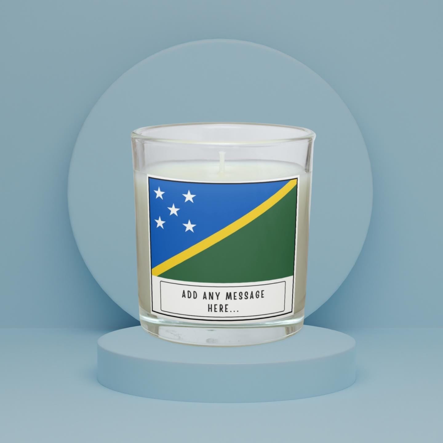 Solomon Islands Personalised Candle | Flag of Solomon Islands | Solomon Island Roots Gift | Solomon Islands Home Decor | Custom Message Gift Etsy