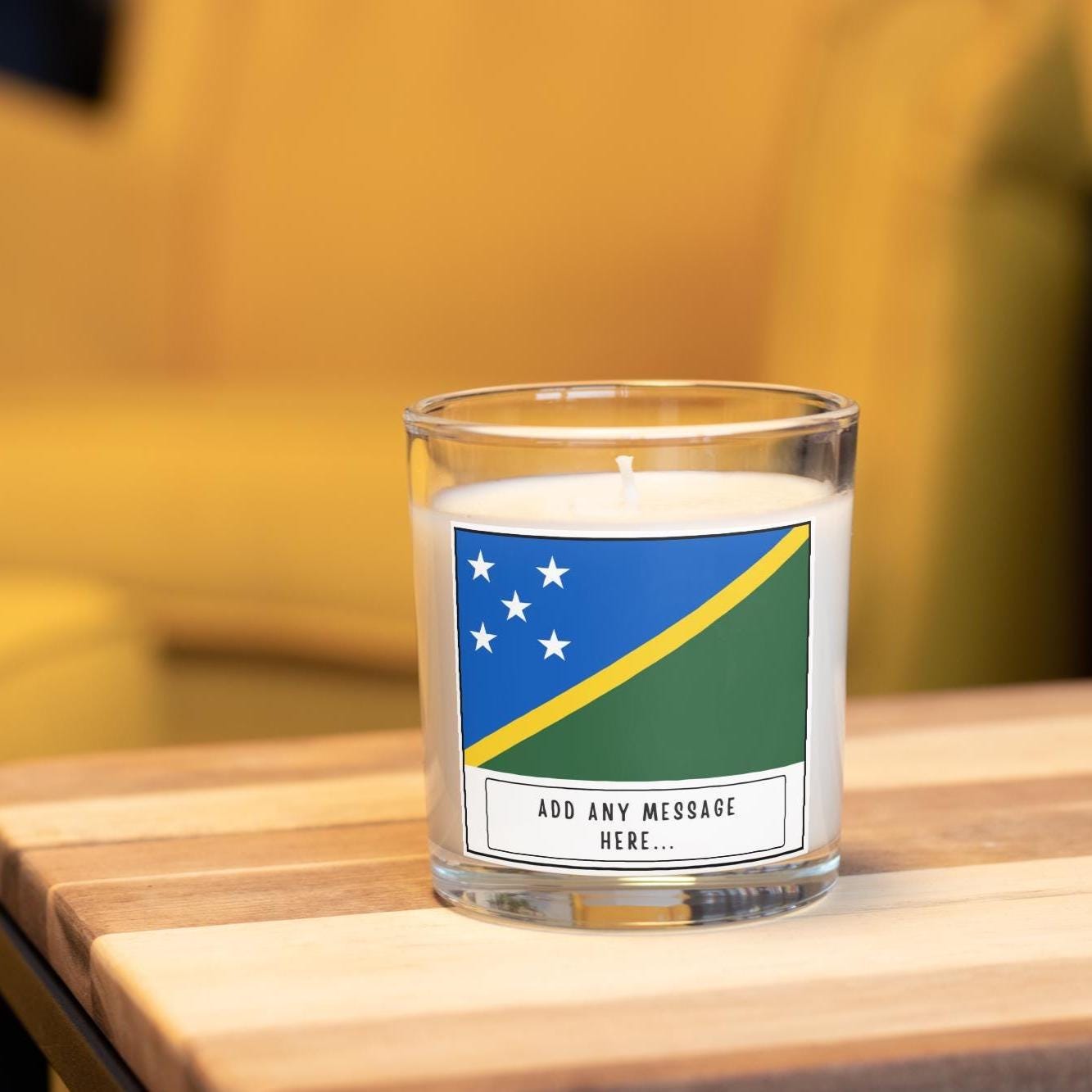 Solomon Islands Personalised Candle | Flag of Solomon Islands | Solomon Island Roots Gift | Solomon Islands Home Decor | Custom Message Gift Etsy