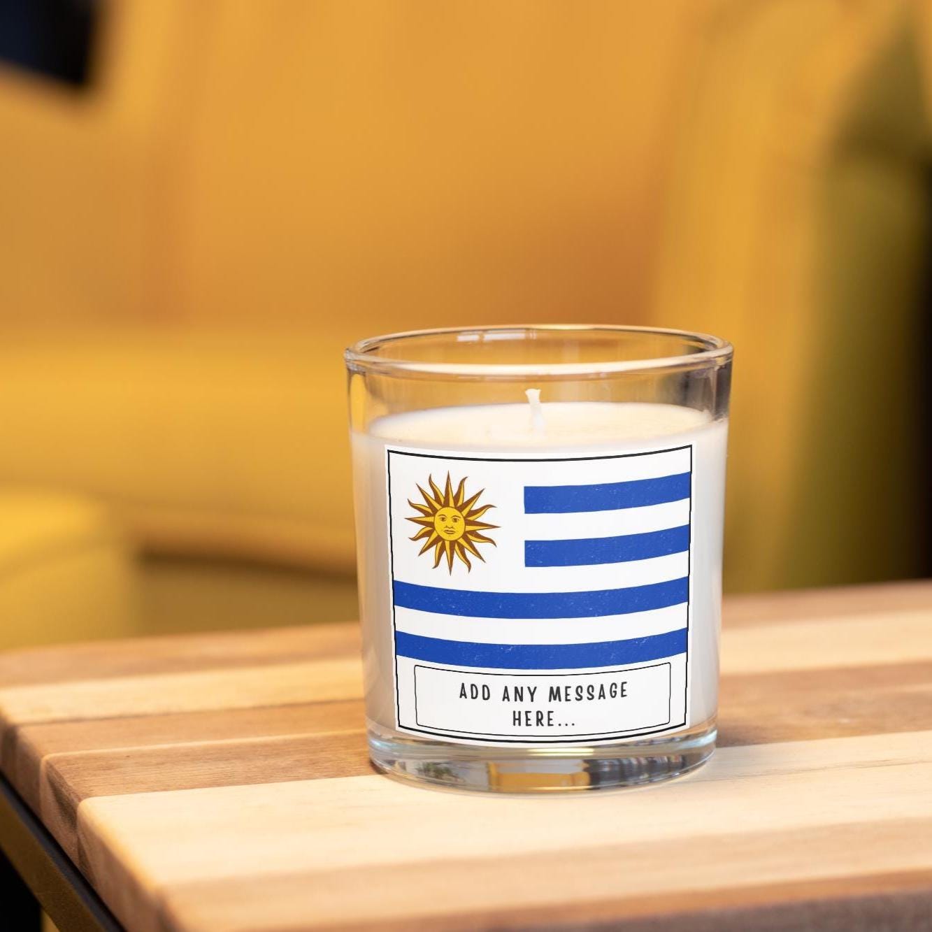 Uruguay Personalised Candle | Flag of Uruguay | Uruguayan Flag | Custom Uruguayan Message Gift | Uruguay Gift | Uruguayan Home Decor Candle Etsy