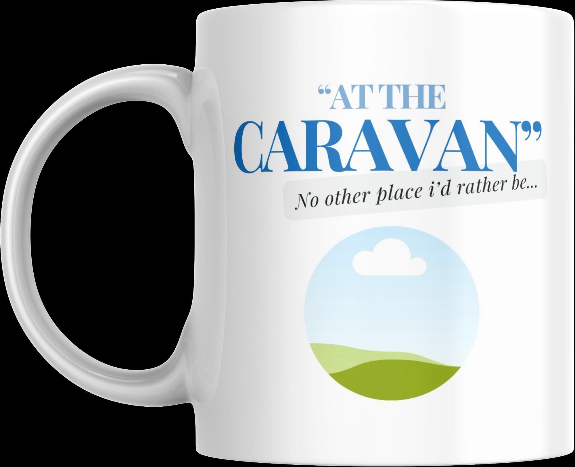Personalised Caravan Photo Mug | At the Caravan Design | Add Your Own Image & Message | Funny Caravan Gift | UK Camping Present | Novelty Etsy