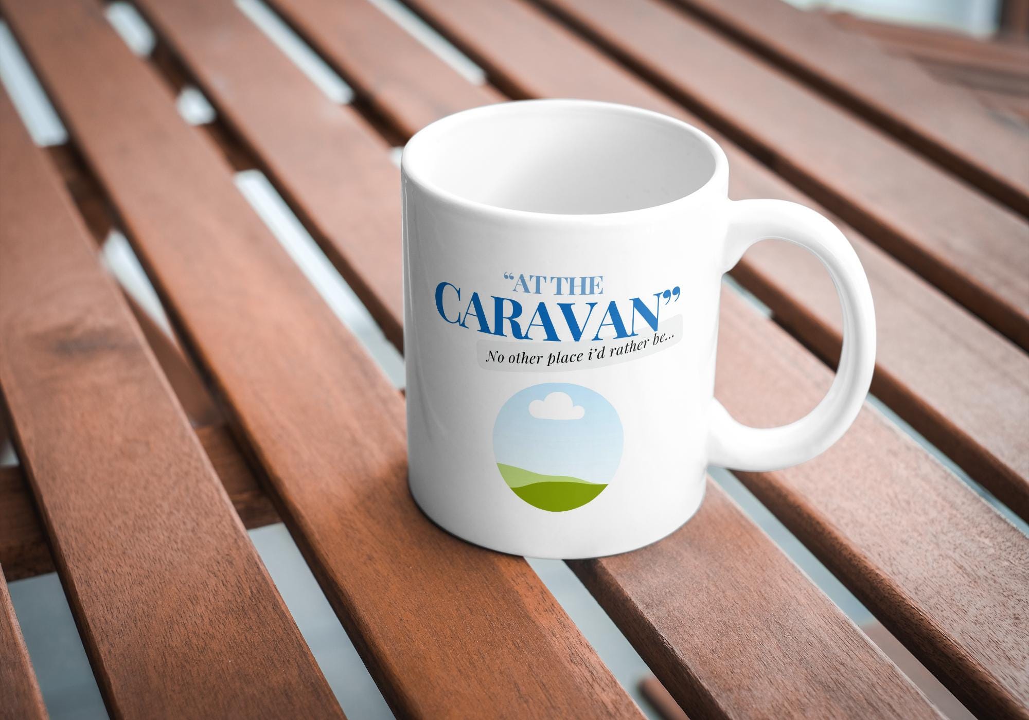 Personalised Caravan Photo Mug | At the Caravan Design | Add Your Own Image & Message | Funny Caravan Gift | UK Camping Present | Novelty Etsy