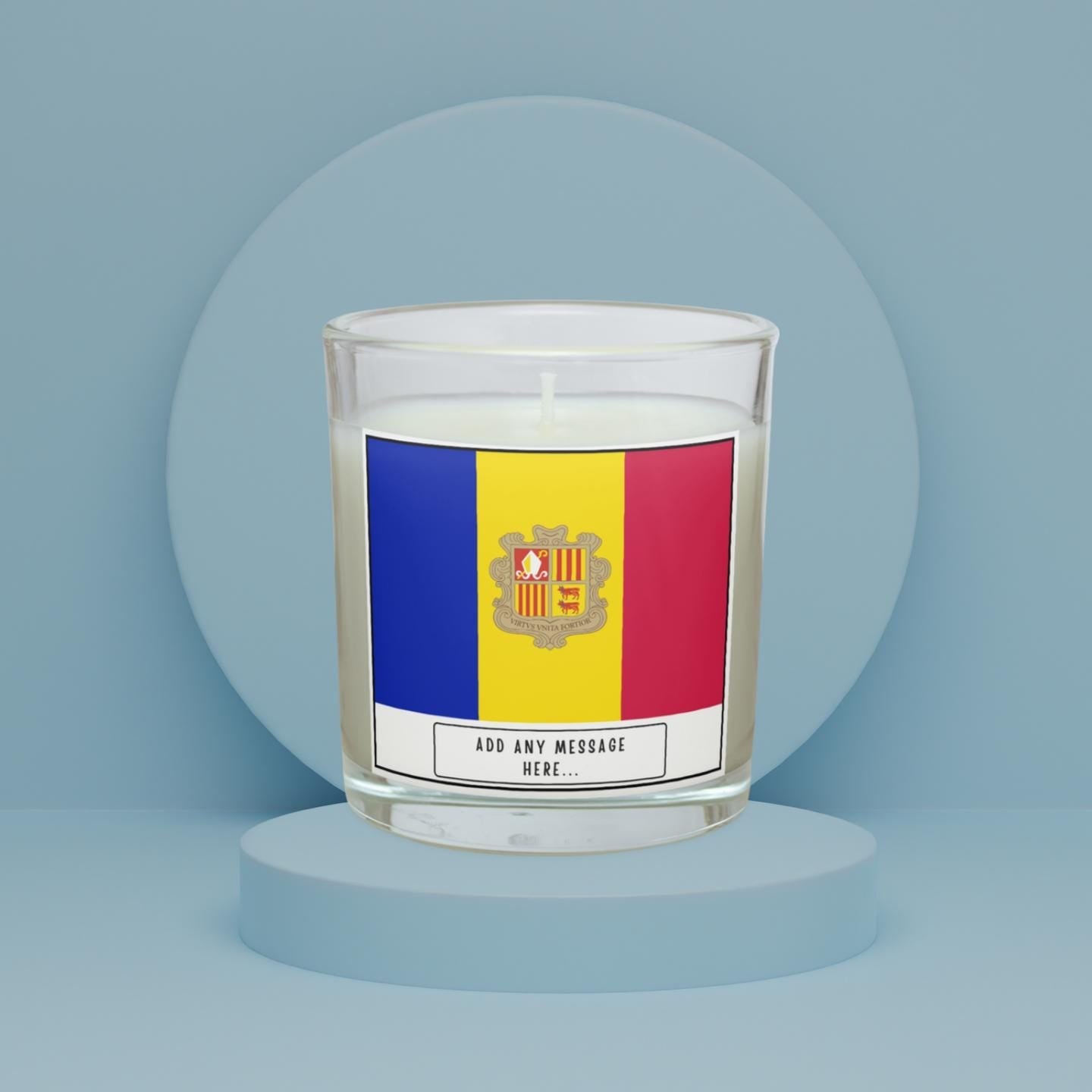 Andorra Personalised Candle | Flag of Andorra | Andorran Flag Gift | Custom Message Andorra Gift | Gift for Andorran | Andorra Home Decor Etsy