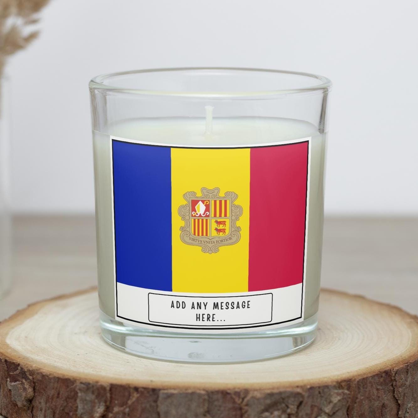 Andorra Personalised Candle | Flag of Andorra | Andorran Flag Gift | Custom Message Andorra Gift | Gift for Andorran | Andorra Home Decor Etsy