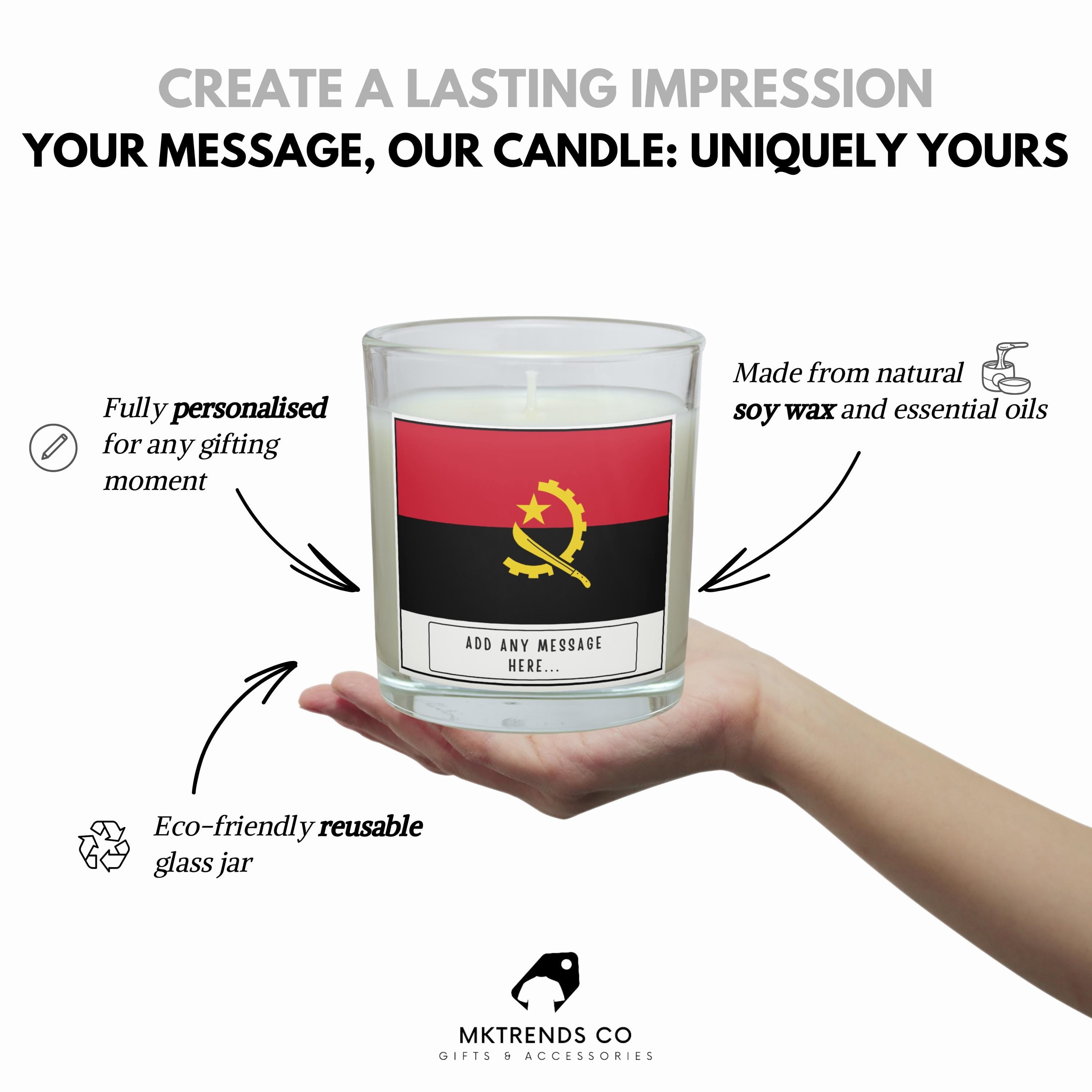 Angola Personalised Candle | Angola Flag Gift | Angolan Flag Gift | Custom Angola Gift | Gift for Angolan | Angola Home Decor | Angola Home Etsy
