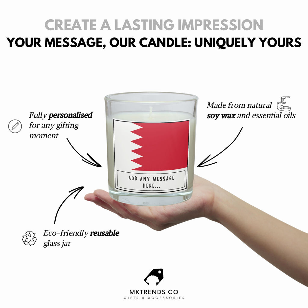 Bahrain Personalised Candle | Bahrain Flag Gift | Bahraini Flag | Custom Bahrain Message | Gift for Bahraini | Bahrain Home Decor Candle Etsy