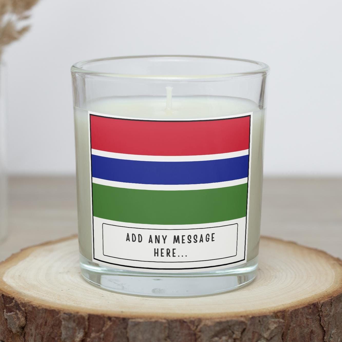 Gambia Personalised candle | Flag of Gambia | Gambian Flag | Custom Gambian Message | Gift for Gambian | Gambian Home Decor | Gambia Candle Etsy