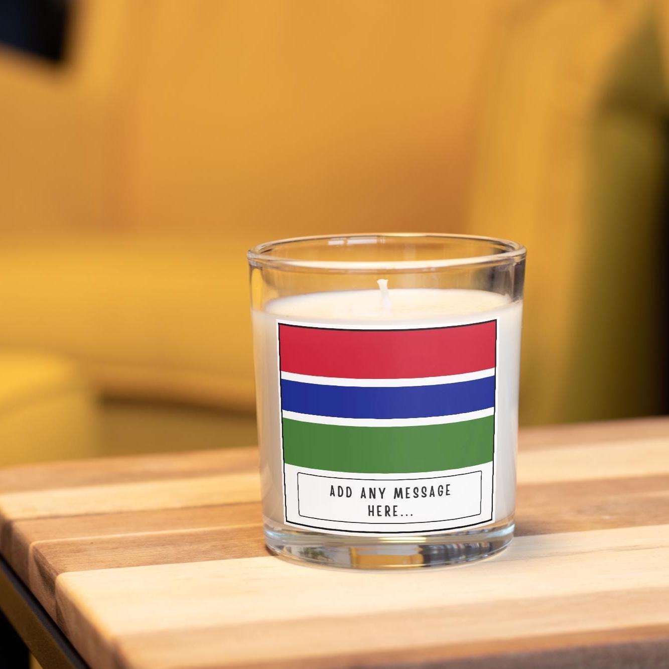 Gambia Personalised candle | Flag of Gambia | Gambian Flag | Custom Gambian Message | Gift for Gambian | Gambian Home Decor | Gambia Candle Etsy