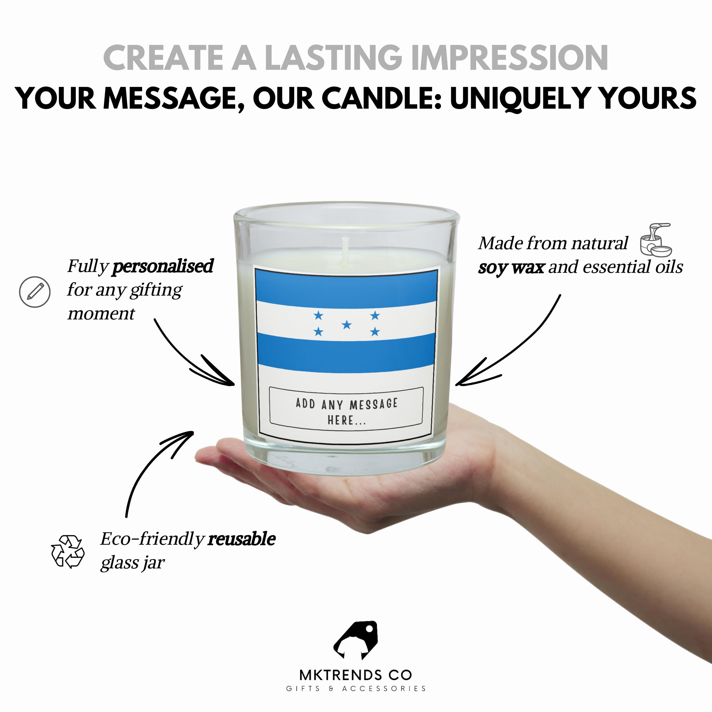 Honduras Personalised Candle | Flag of Honduras | Honduran Flag | Custom Honduras Candle | Gift for Honduran | Honduras Home Decor Candle Etsy