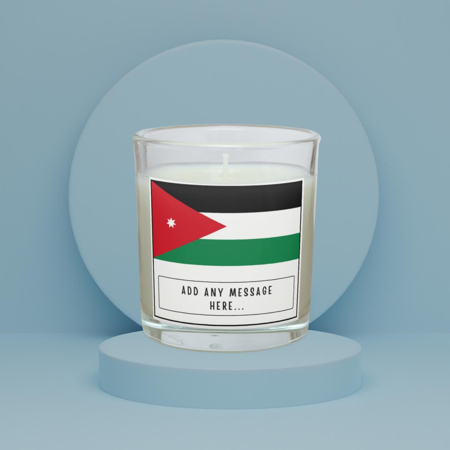 Jordan Personalised Candle | Flag of Jordan | Jordanian Flag | Custom Jordan Message | Gift for Jordanian | Jordan Home Decor | Jordan Gift Etsy