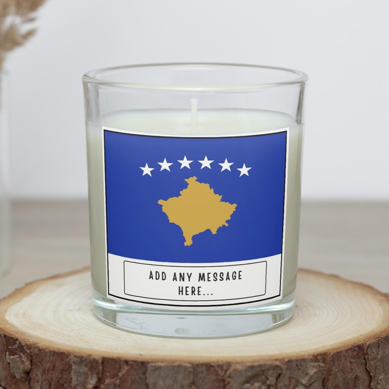 Kosovo Personalised Candle | Kosovo Flag | Kosovan Flag Gift | Custom Message Kosovo Candle | Gift for Kosovan | Kosovo Home Decor | Kosovan Etsy