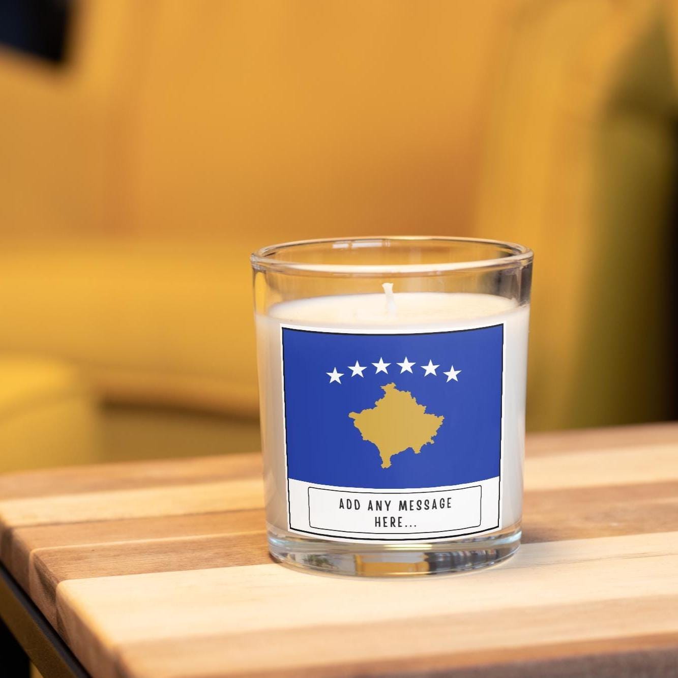 Kosovo Personalised Candle | Kosovo Flag | Kosovan Flag Gift | Custom Message Kosovo Candle | Gift for Kosovan | Kosovo Home Decor | Kosovan Etsy