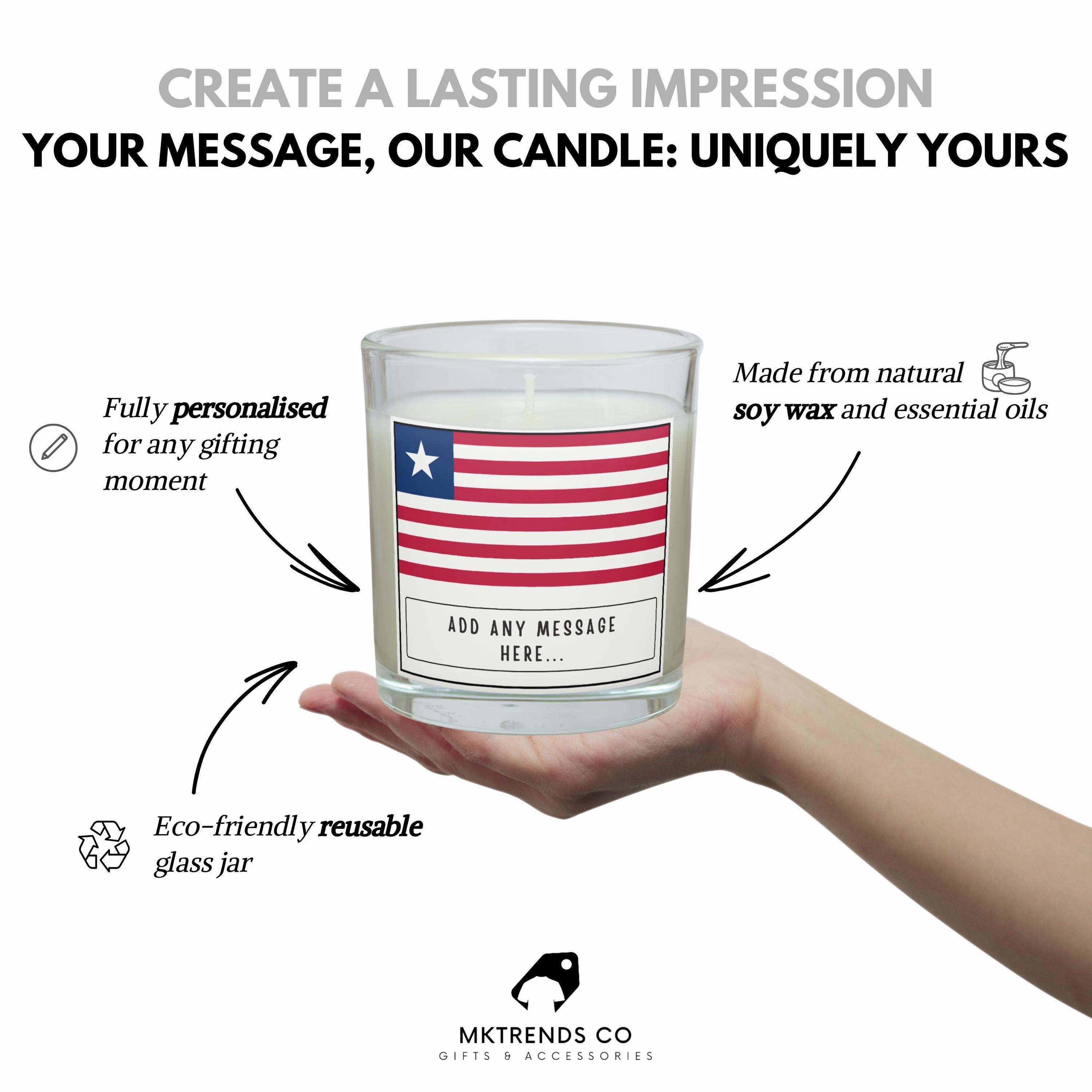 Liberia Personalised Candle | Flag of Liberia | Liberian Flag Candle | Custom Liberian Message | Gift for Liberian | Liberia Home Decor Gift Etsy