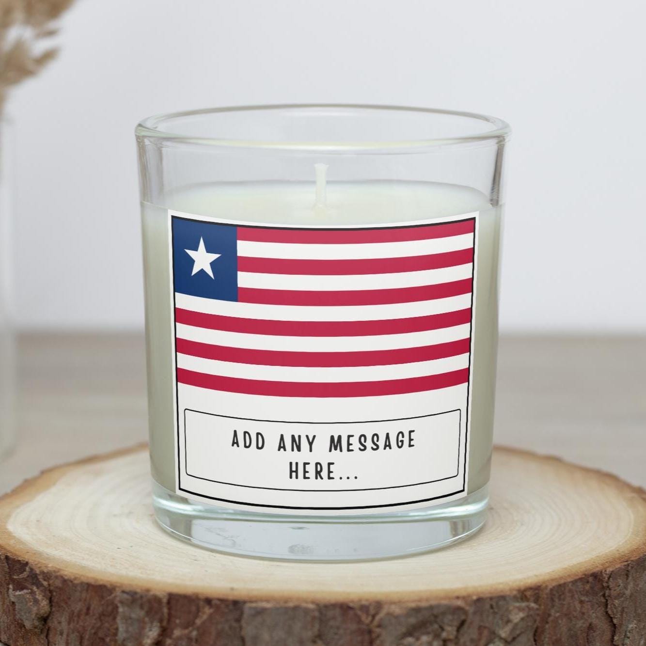 Liberia Personalised Candle | Flag of Liberia | Liberian Flag Candle | Custom Liberian Message | Gift for Liberian | Liberia Home Decor Gift Etsy