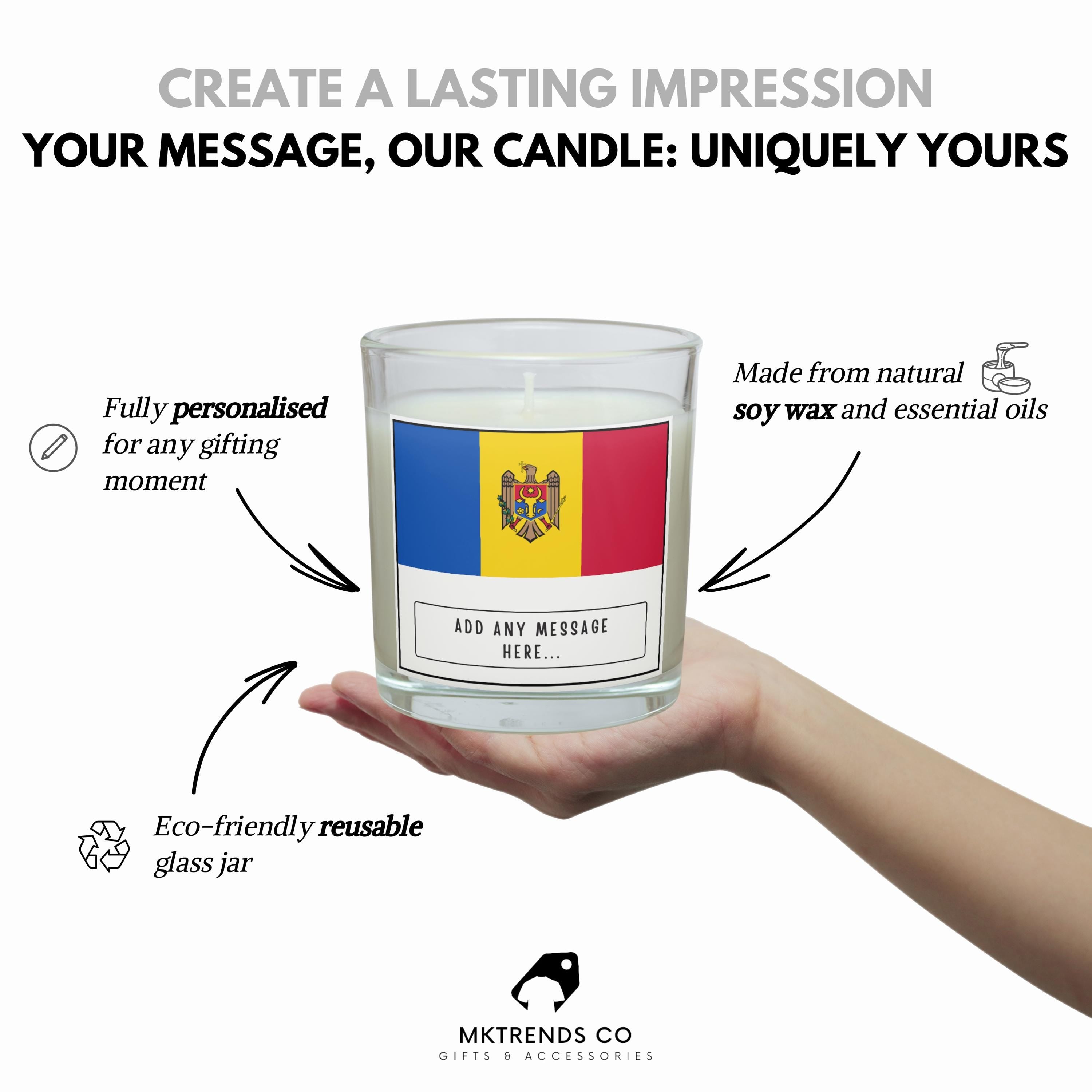 Moldova Personalised Candle | Flag of Moldova | Moldavan Flag | Custom Moldova Candle | Gift for Moldovan | Moldovan Home Decor Candle Gift Etsy