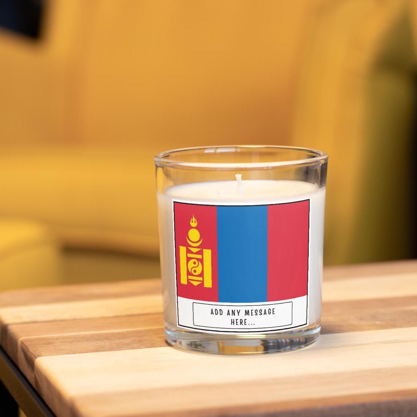 Mongolia Personalised Candle | Flag of Mongolia | Mongolian Flag | Custom Mongolian Message Gift | Gift for Mongolian | Mongolian Home Decor Etsy