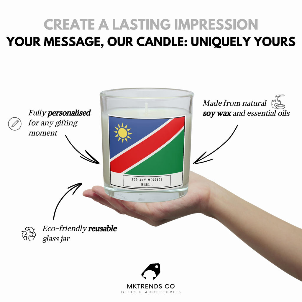 Namibia Personalised Candle | Flag of Namibia | Namibian Flag | Custom Namibian Message Candle | Gift for Namibian | Namibia Home Decor Gift Etsy