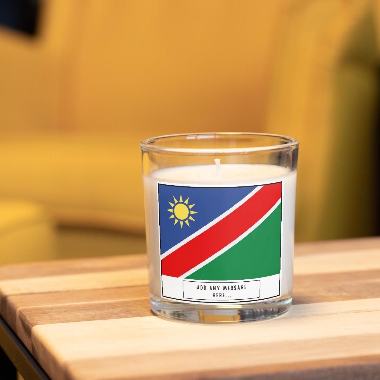 Namibia Personalised Candle | Flag of Namibia | Namibian Flag | Custom Namibian Message Candle | Gift for Namibian | Namibia Home Decor Gift Etsy