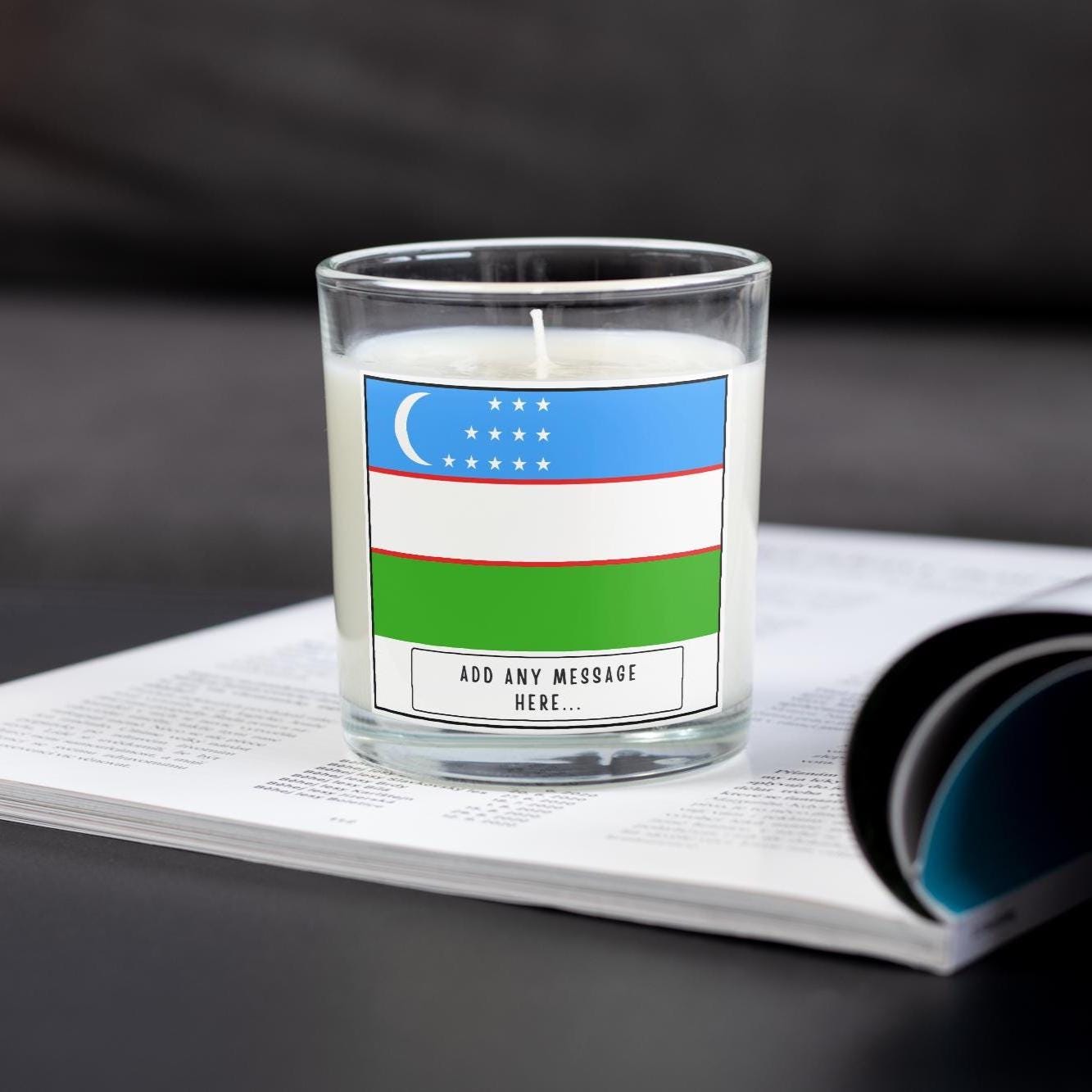 Uzbekistan Personalised Candle | Uzbek Flag | Custom Uzbek Message Candle | Gift for Uzbek | Uzbekistan Home Decor | Uzbek Heritage Candle Etsy