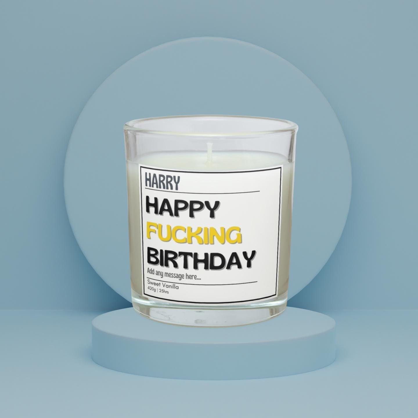 Happy Fucking Birthday Personalised Candle | Funny Happy Birthday Gift | Rude Adult Birthday Gift | Custom Name Message Funny Happy Birthday Etsy