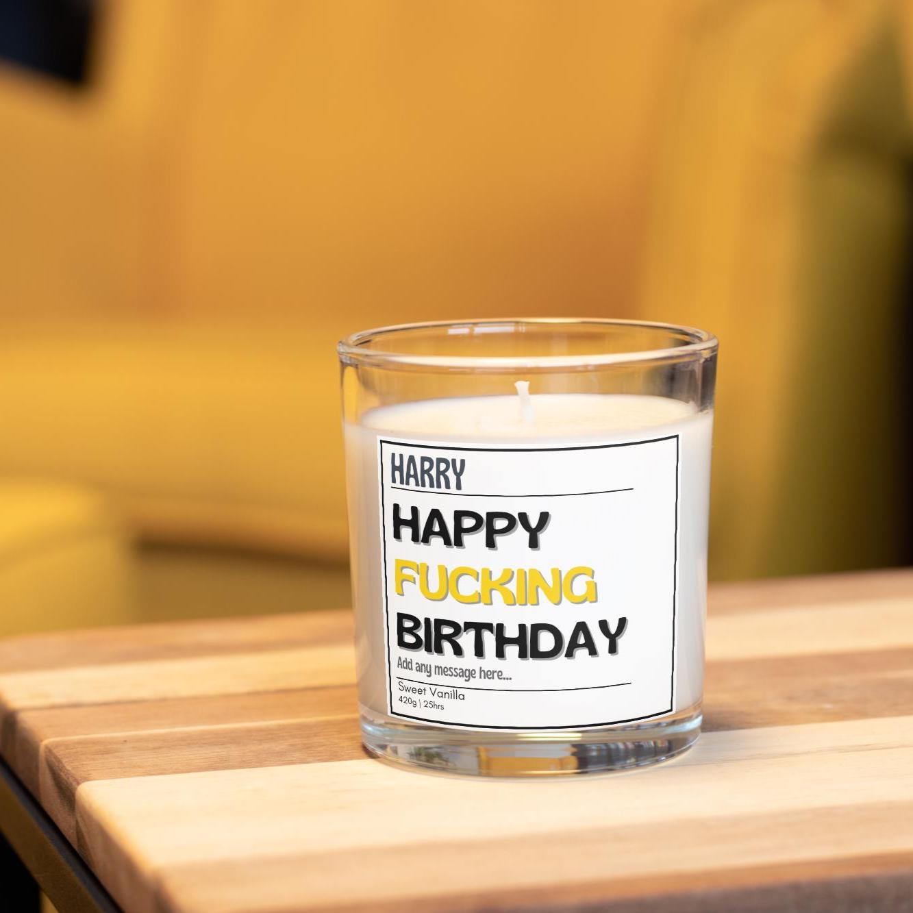 Happy Fucking Birthday Personalised Candle | Funny Happy Birthday Gift | Rude Adult Birthday Gift | Custom Name Message Funny Happy Birthday Etsy
