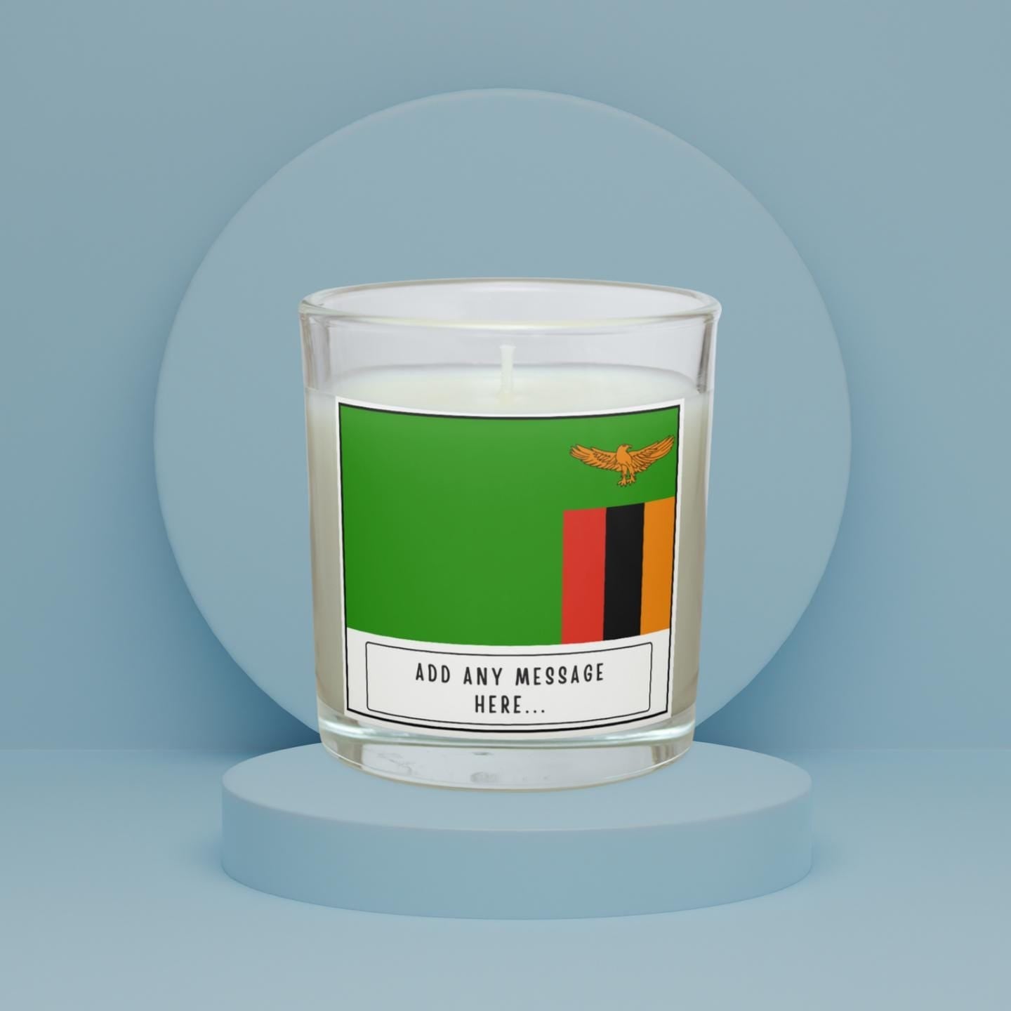 Zambia Personalised Candle | Flag of Zambia | Zambian Flag | Custom Message Zambian Candle | Gift for Zambian | Zambia Home Decor | Zambian Etsy