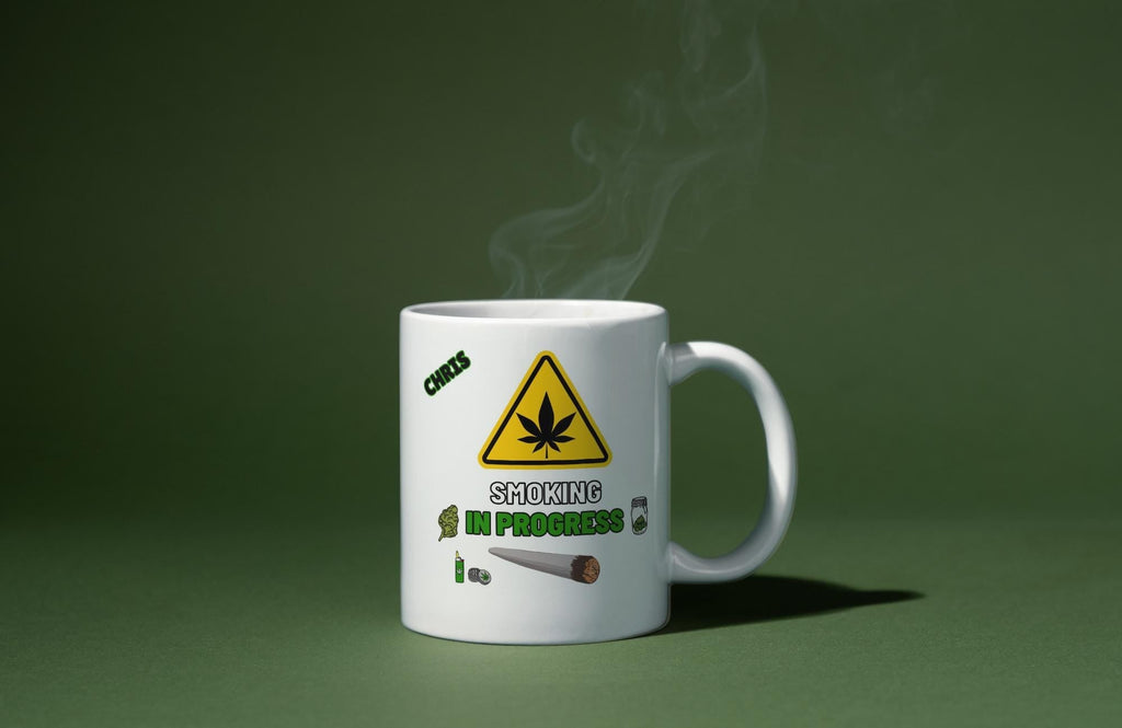 Smoking in Progress Personalised Mug | Funny Weed Gift | Custom Cannabis Coffee Cup with Name & Graphics | Stoner Gift for Him | 420 Mug Etsy