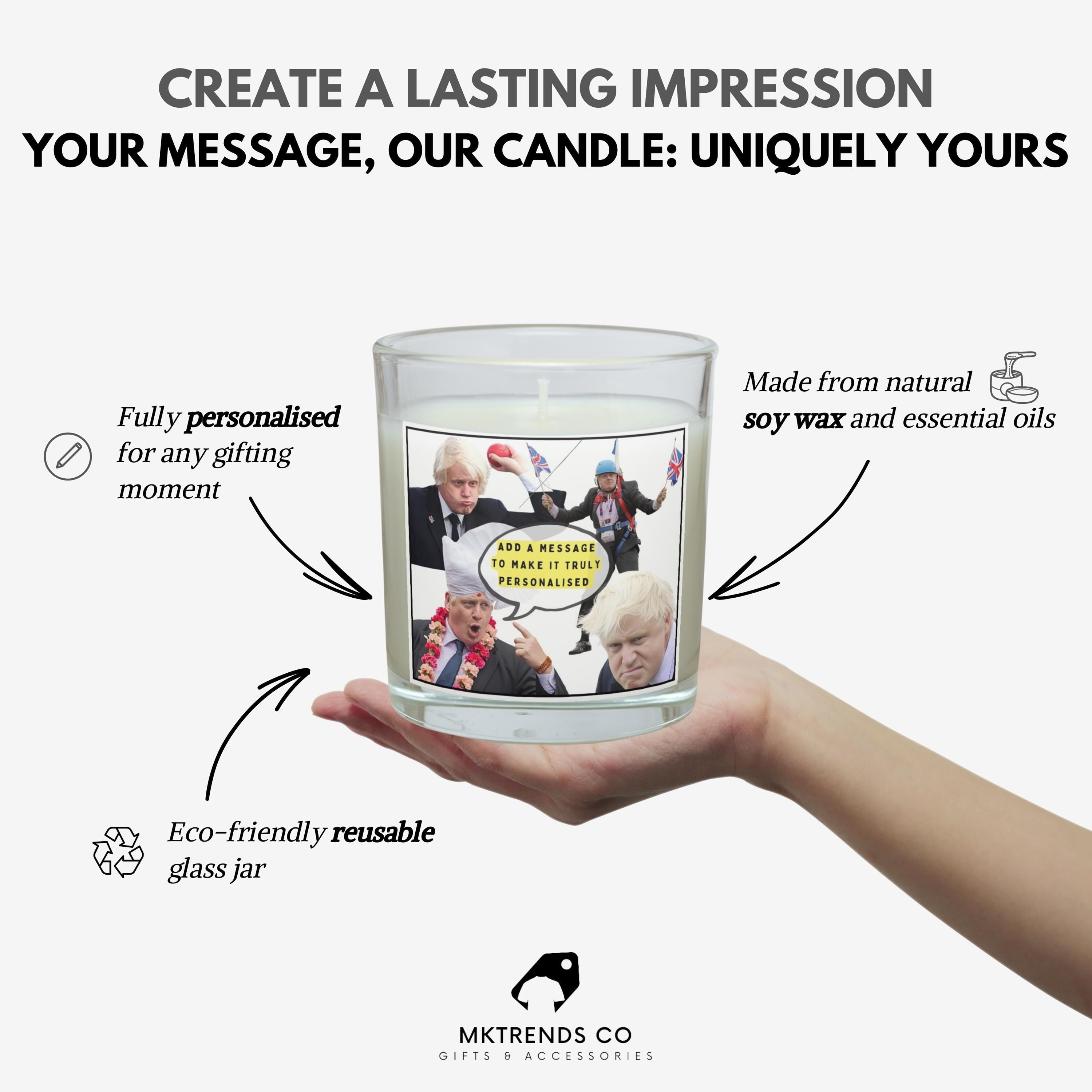 Funny Boris Johnson Personalised Candle | Novelty Boris Johnson Gift | Political Gag | Boris Johnson Message Candle | Funny Secret Santa Etsy