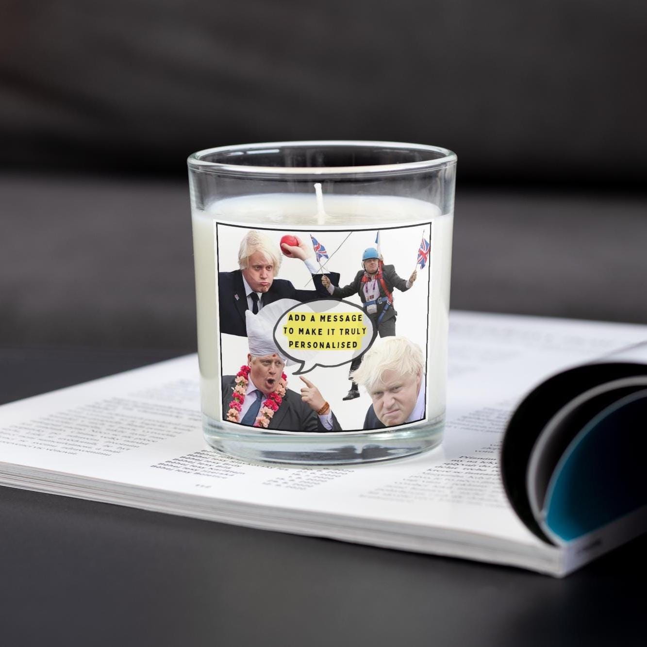 Funny Boris Johnson Personalised Candle | Novelty Boris Johnson Gift | Political Gag | Boris Johnson Message Candle | Funny Secret Santa Etsy