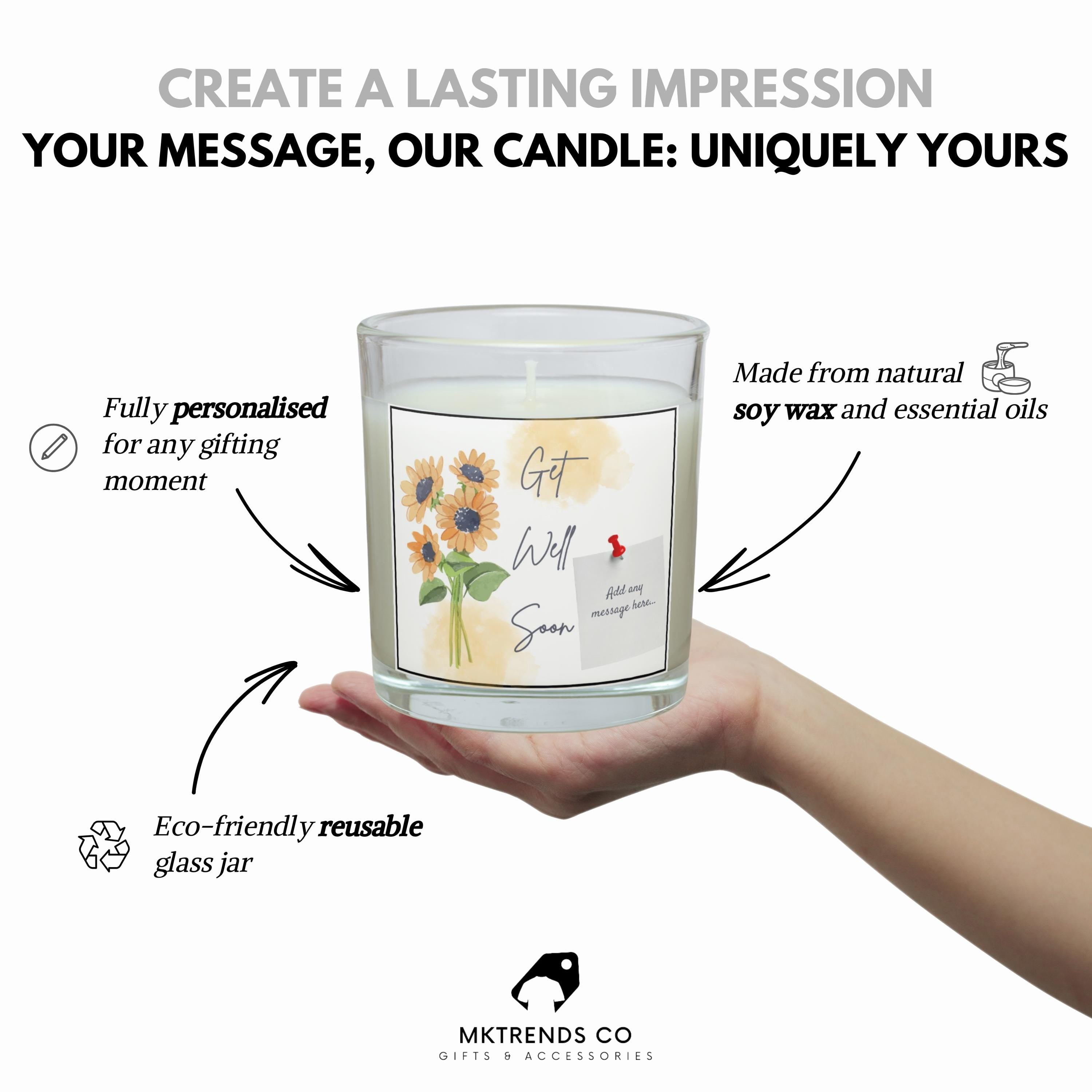 Get Well Soon Personalised Candle | Illness Recovery Gift for Her | Custom Sympathy Message Candle | Hospital Discharge | Thinking of You Etsy