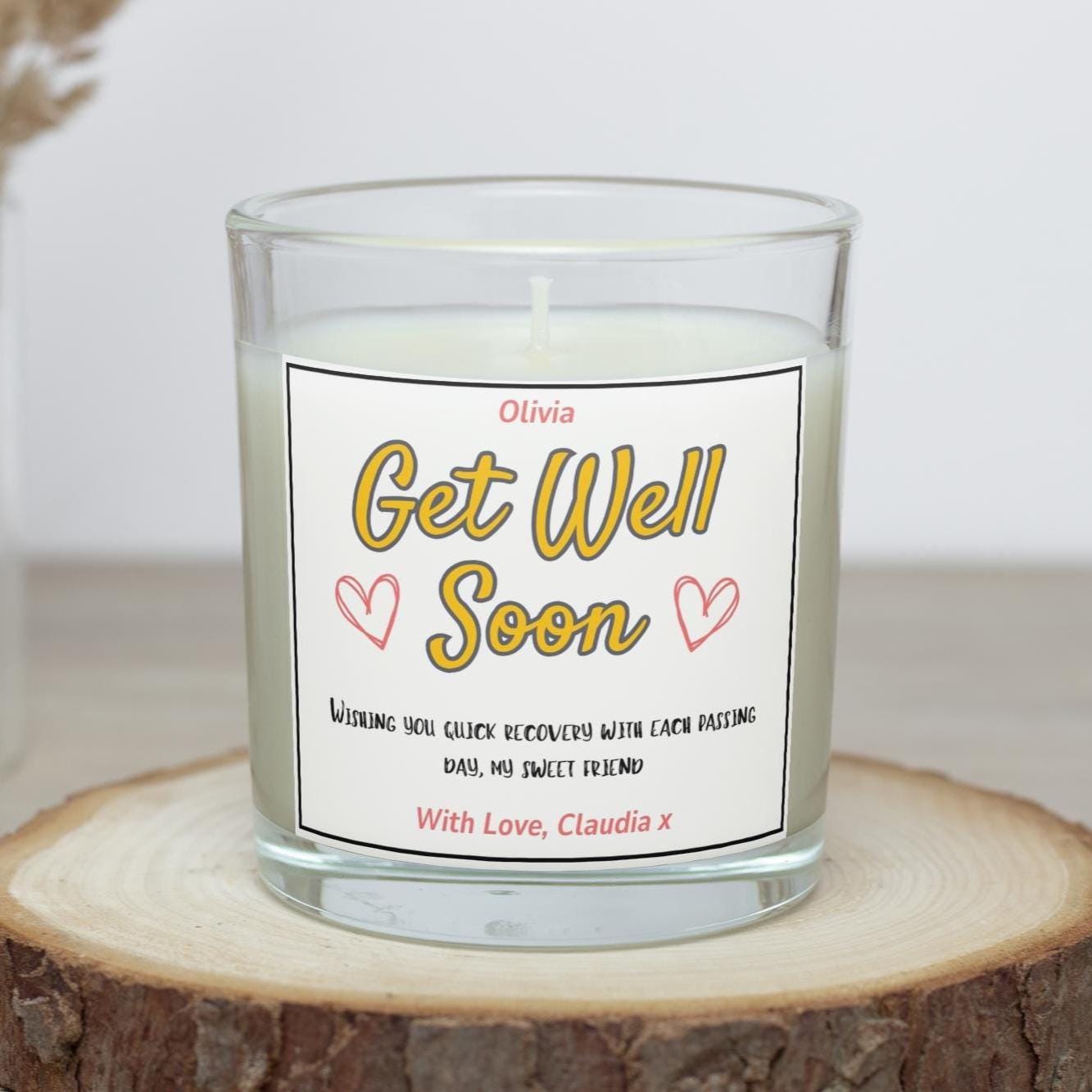 Get Well Soon Candle for Her | Recovery Gift for Her | Mum | Friend | Sister | Auntie Thinking of You Gift | Feeling Unwell | Custom Message Etsy