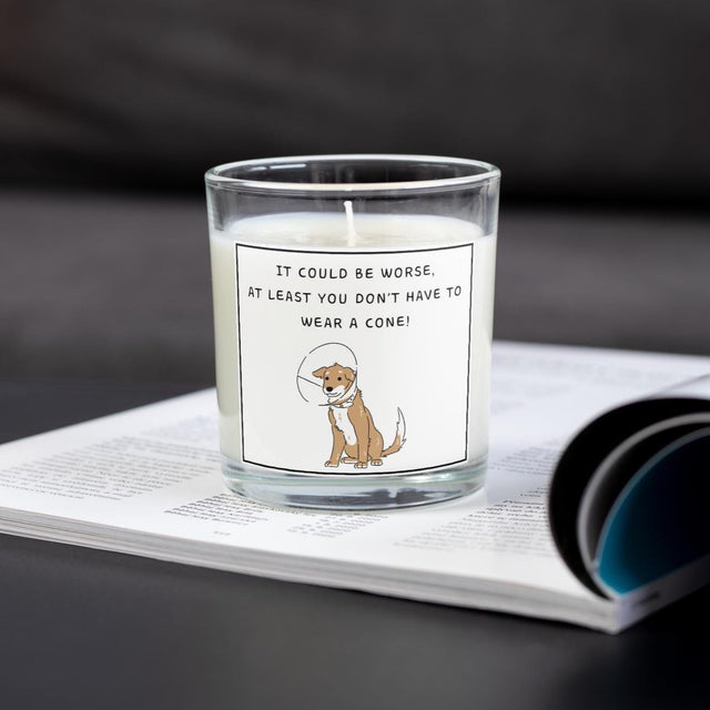 Get Well Soon Candle – Dog in Cone Design