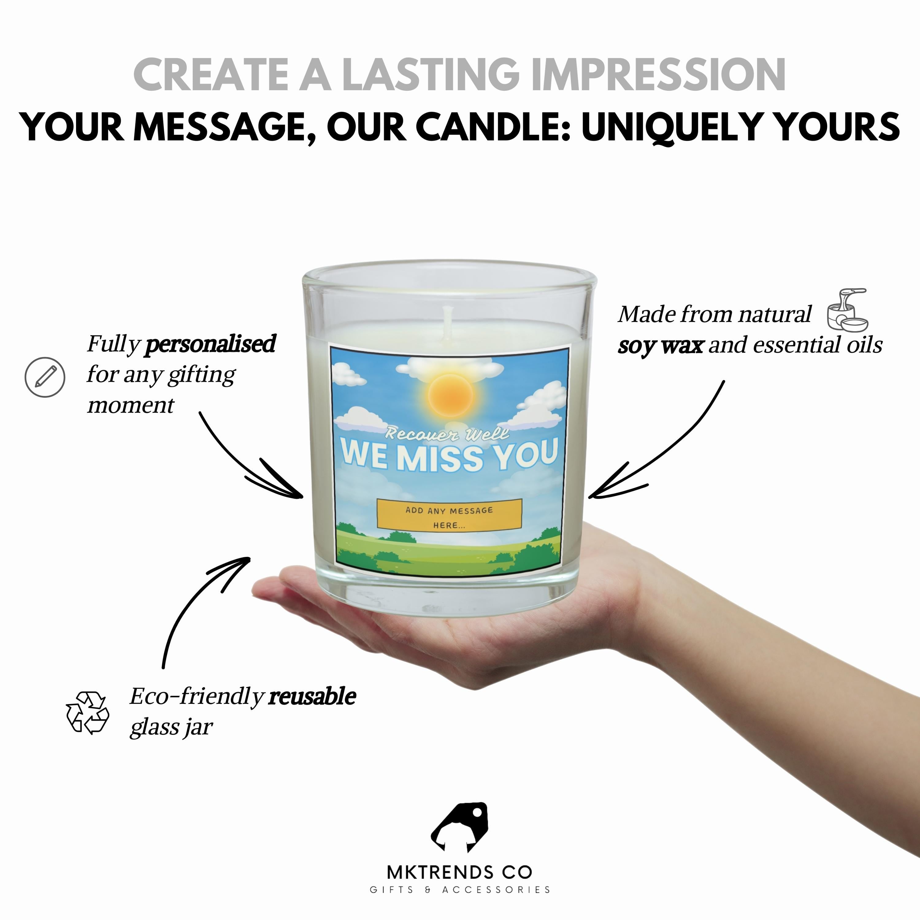 We Miss You Gift | Recovery Candle Gift | Custom Message Thinking of You Gift | Work Friend Gift | Family | Get Well Soon Message Candle Etsy