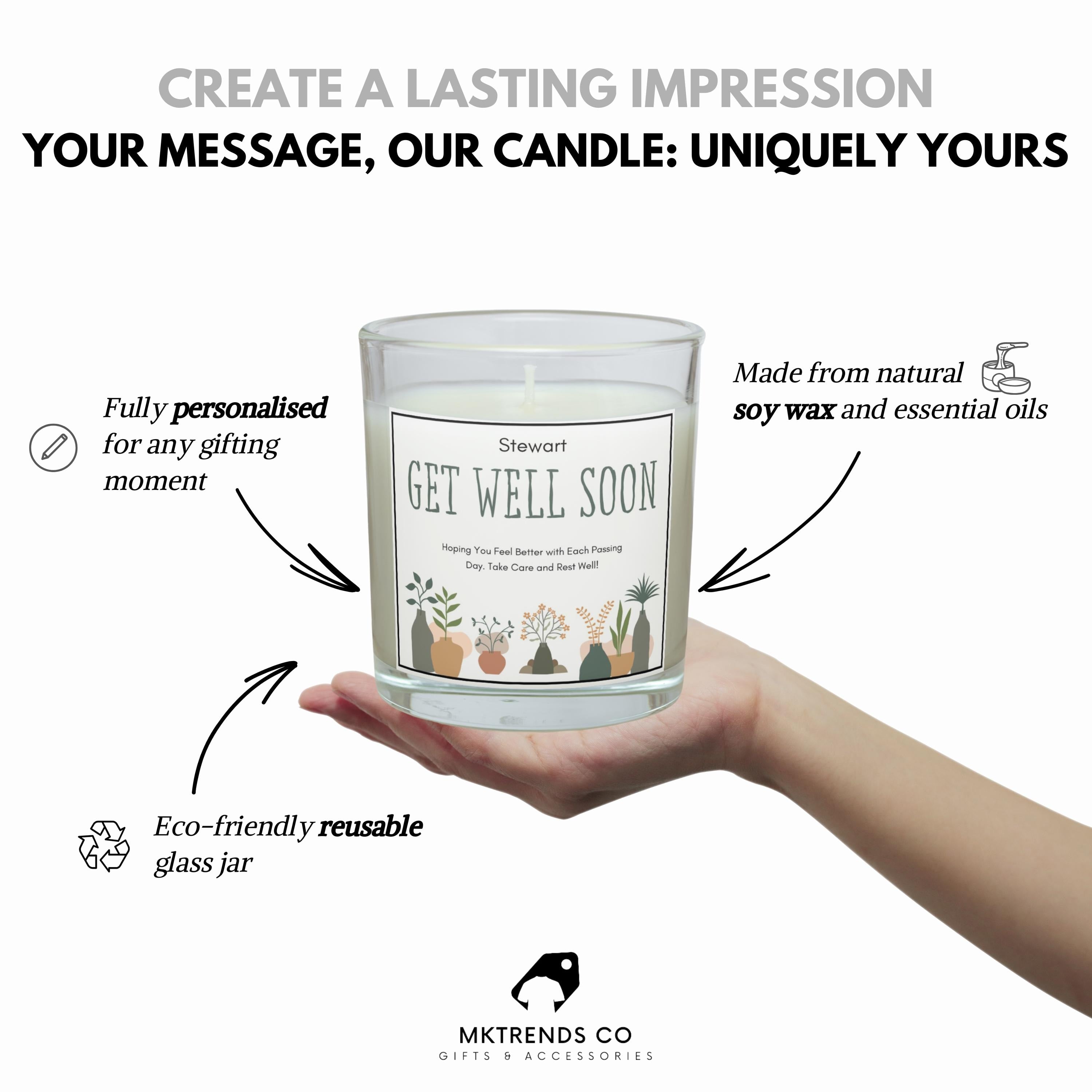 Get Well Soon Message Gifts | Get Better Soon Candle | Thoughtful Gifts for Him Her | Family | Friend Recovery Candle | Cheerful Get Well Etsy