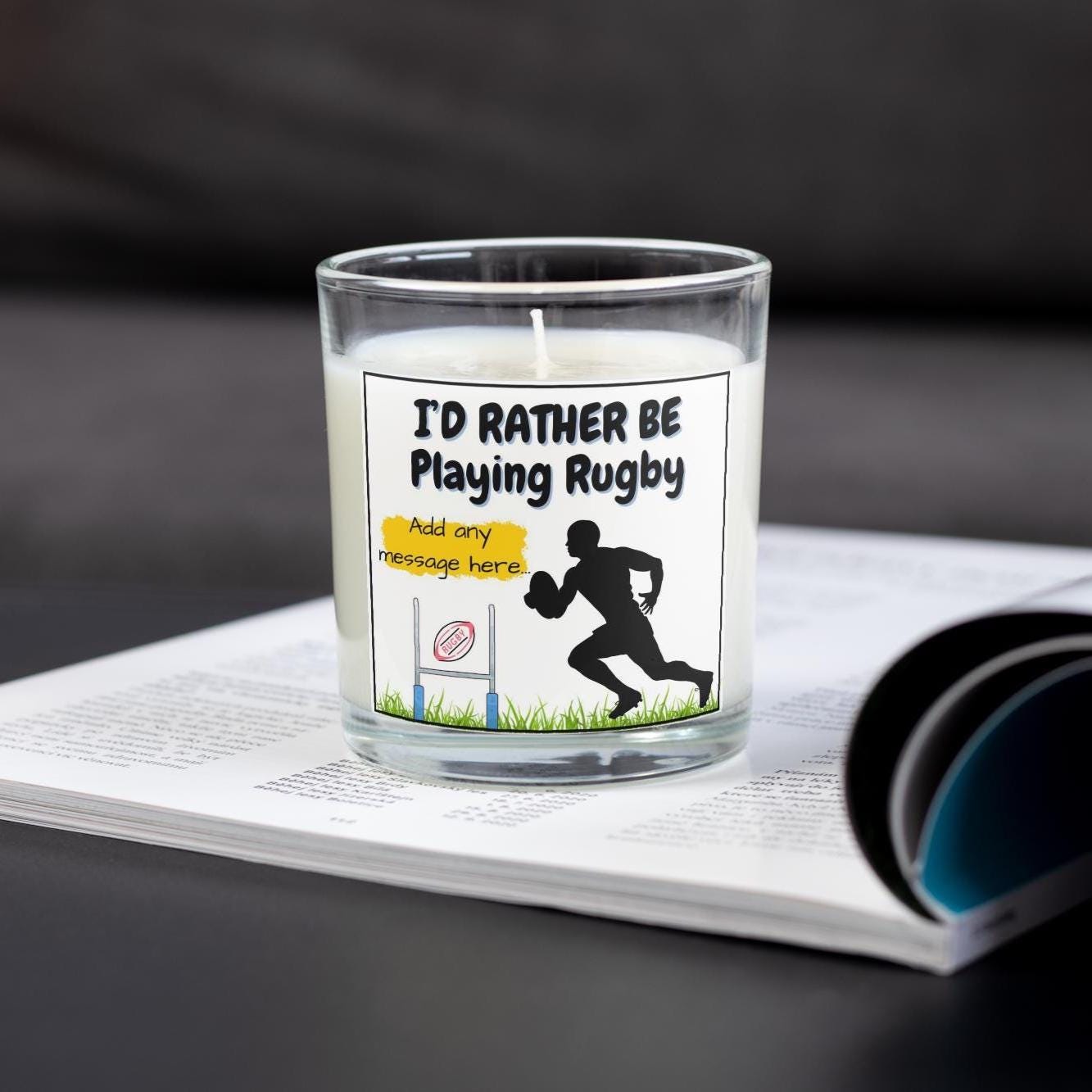 Rather Be Playing Rugby Personalised Candle | Rugby Player Gift | Custom Rugby Gift | Secret Santa Rugby | Rugby Team Gift | Rugby Birthday Etsy