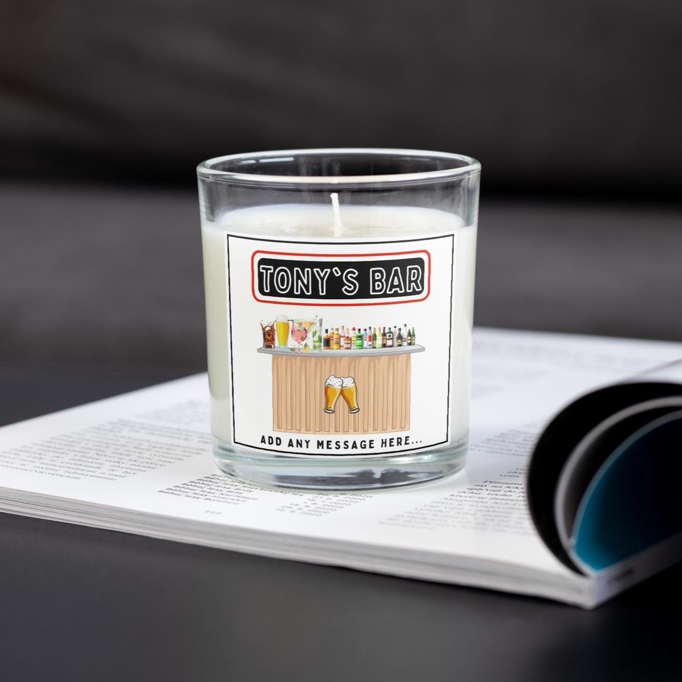 Garden Bar Personalised Candle | Garden Bar Decor Gift | Custom Garden Pub Decor | House Party Decor | Custom Bar Message | Personalised Bar Etsy