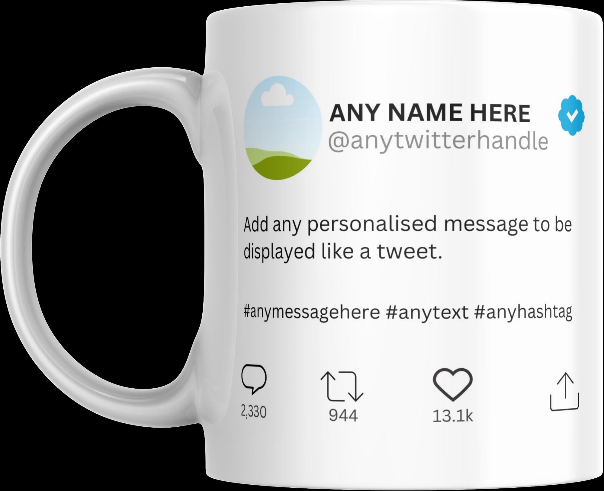 Personalised Twitter/X Mug | Custom Tweet Design | Funny Social Media Gift | Add Your Handle & Message | Novelty Mug | Personalised Gift | Etsy