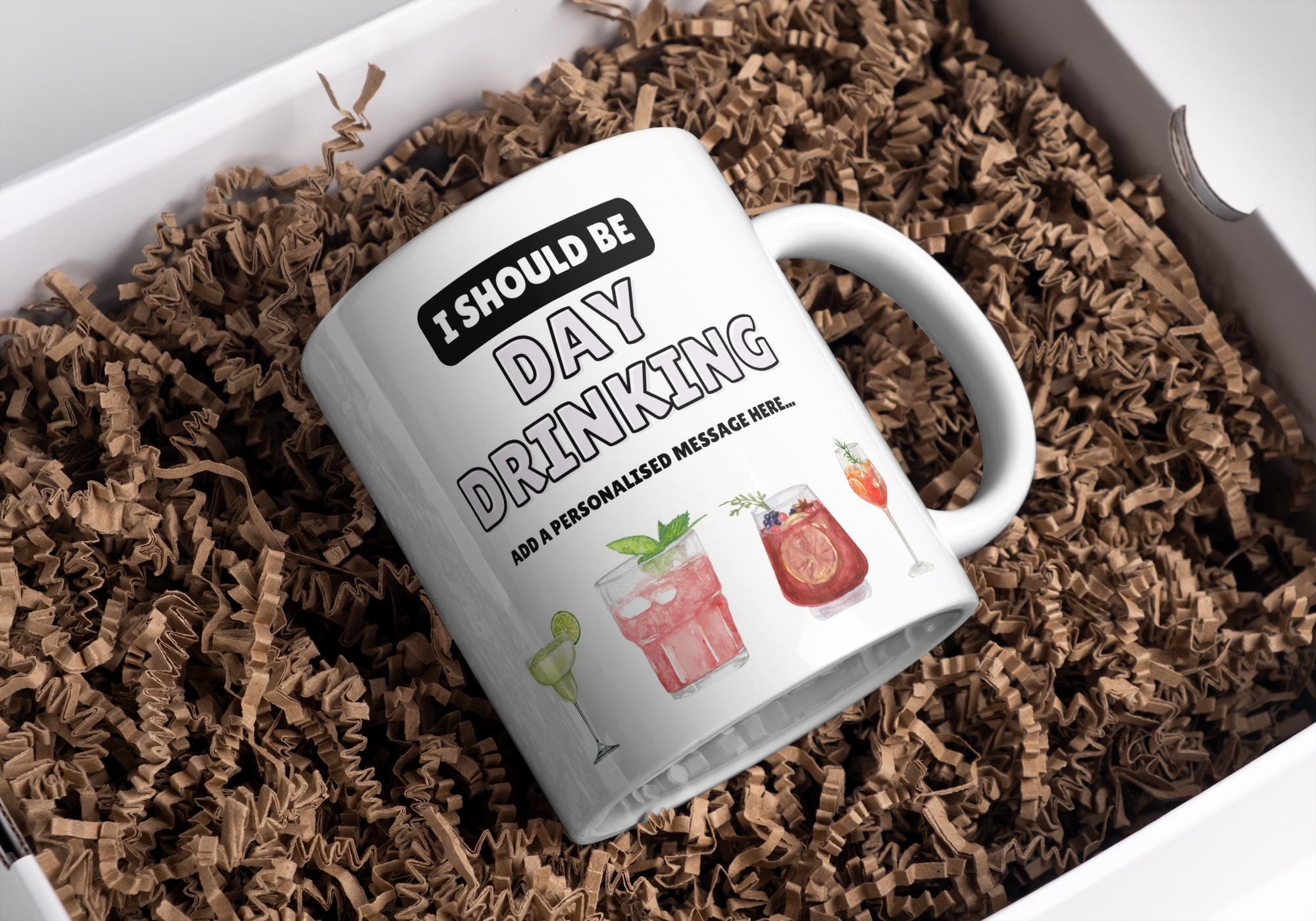 Personalised Day Drinking Mug | Funny Cocktail Lover Gift | Custom Message | Novelty Mug | Novelty Gift | Personalised Gift | Drinking Gift Etsy