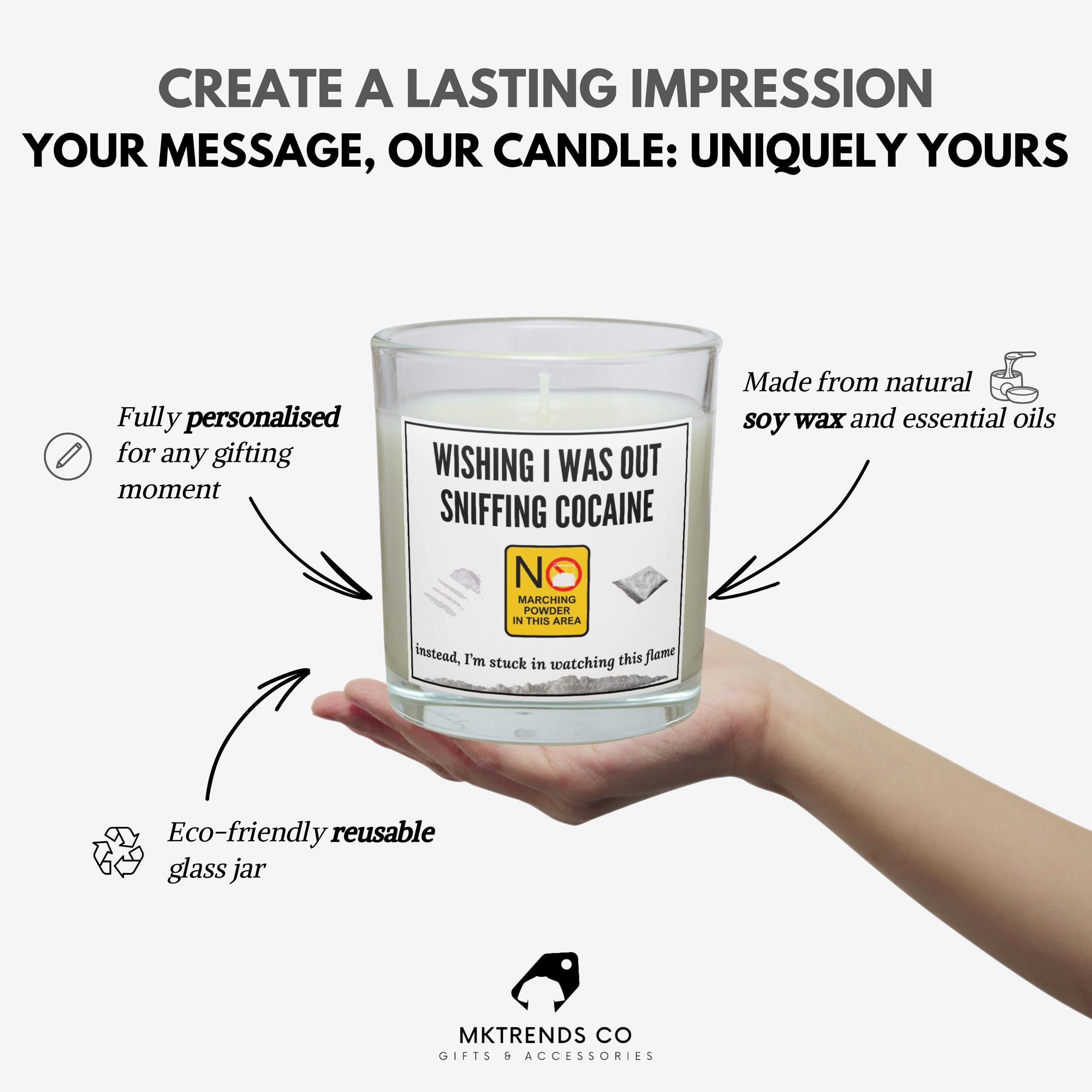 Funny Cocaine Gift | Novelty Cocaine Personalised Candle | Funny Drugs Humour Gift | Secret Santa | Funny Boyfriend | Brother | Novelty Gift Etsy