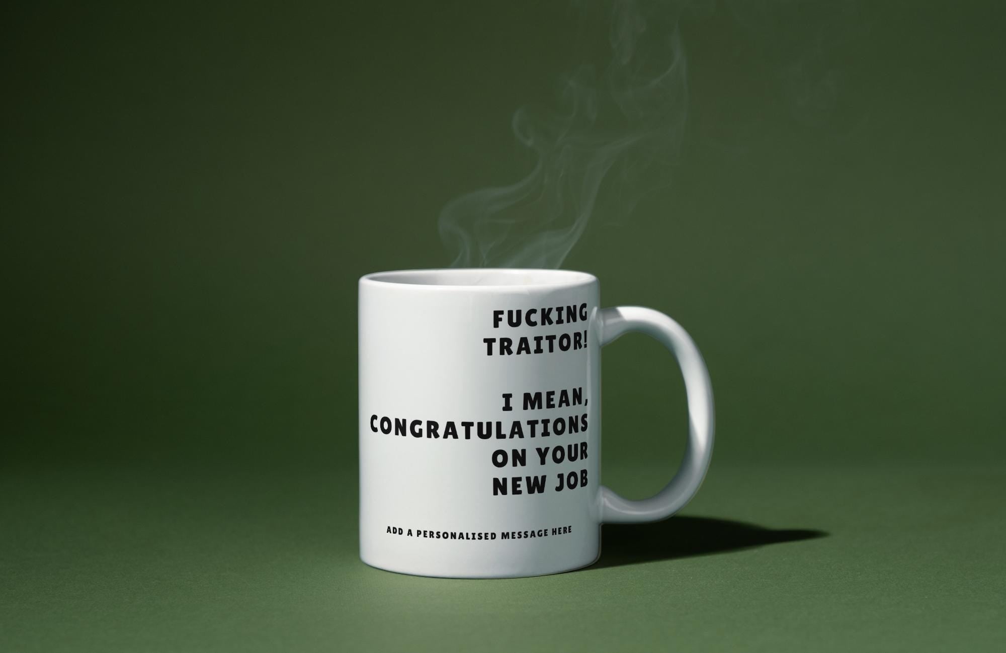Personalised New Job Mug | Funny Farewell Gift | New Job Gift | Novelty Mug | Sarcastic Gift | Office Banter | Congratulations | Well Done Etsy