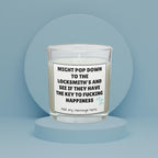 Funny Adult Joke Personalised Candle | Novelty Locksmith Joke Gift | Key to Happiness Quote Candle | Gift to Make you Laugh | Funny Candle Etsy