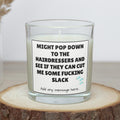Funny Cut Me Some Slack Personalised Candle | Novelty Hairdressing Joke Gift | Funny Sarcastic Joke | Funny Gift for Friend | Secret Santa Etsy