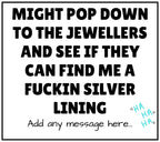 Funny Silver Lining Personalised Candle | Funny Meme Quote Gift | Silver Lining Gift | Sarcastic Gift | Jeweller Gift | Work Friend Joke Etsy