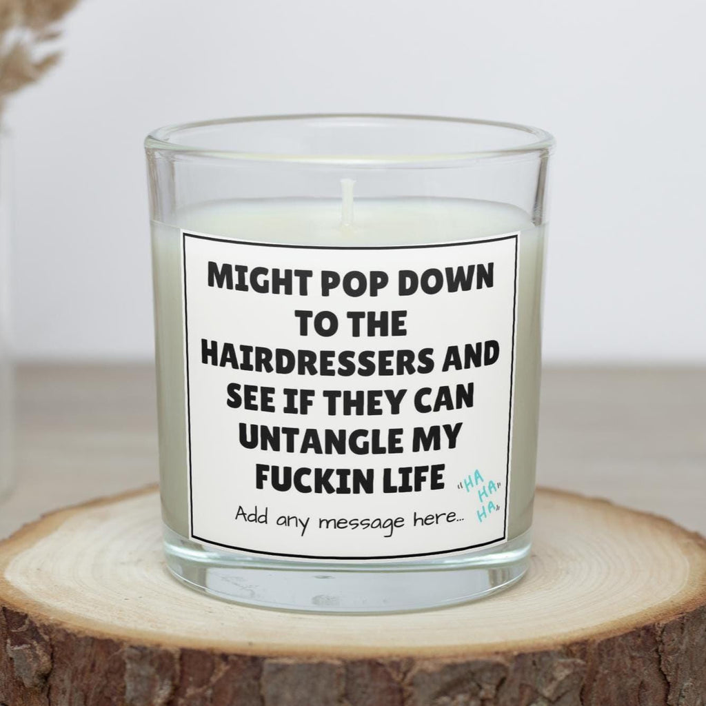 Funny Hairdressing Joke Personalised Candle | Untangle My Life Joke | Sarcastic Hairdresser Gift | Funny Work Friend | Novelty Secret Santa Etsy